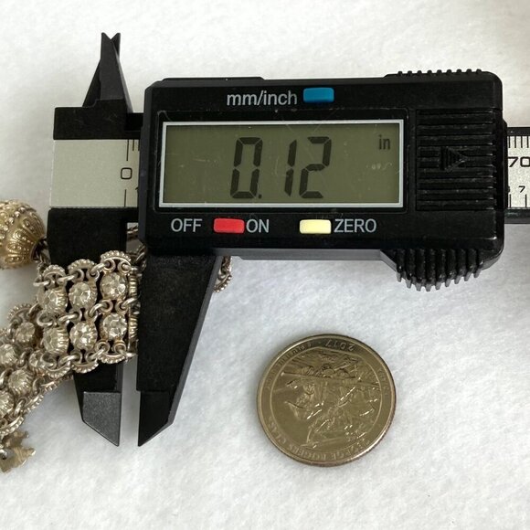 Vintage Antique 800 Silver 2 Row Diamond Cut Adjustable Foxtail Slide Bracelet - Picture 17 of 17